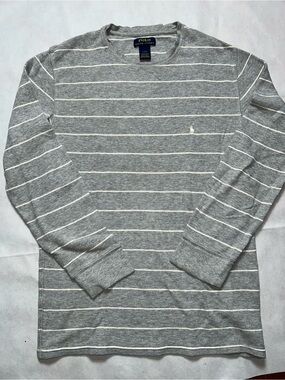 Polo Ralph Lauren grey and white striped Henley size large